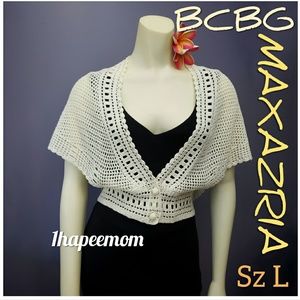 BCBGMAXAZRIA Off-White Crochet Top Knit